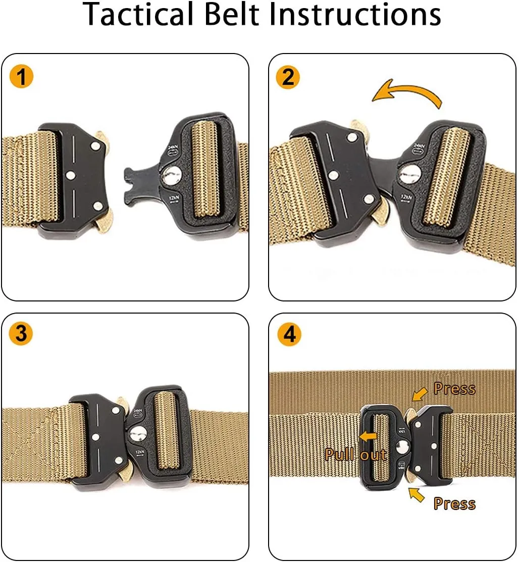 Men Tactical Belt 1.5 Inch Heavy Duty Belt Nylon Work Belt Quick-Release Metal Buckle for Molle Sport