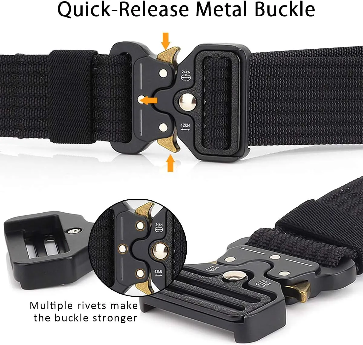 Men Tactical Belt 1.5 Inch Heavy Duty Belt Nylon Work Belt Quick-Release Metal Buckle for Molle Sport