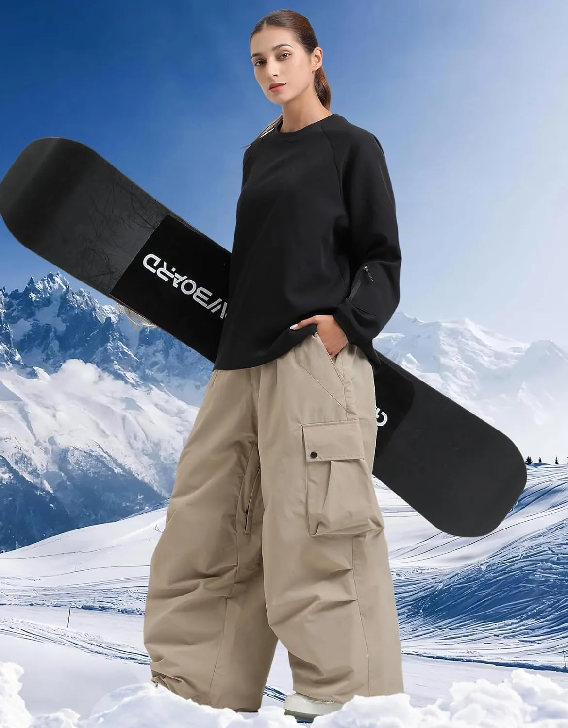 Men Women Snowboard Pants Snow Super Baggy Insulated Winterproof Waterproof Loose Ski Pants Outdoor