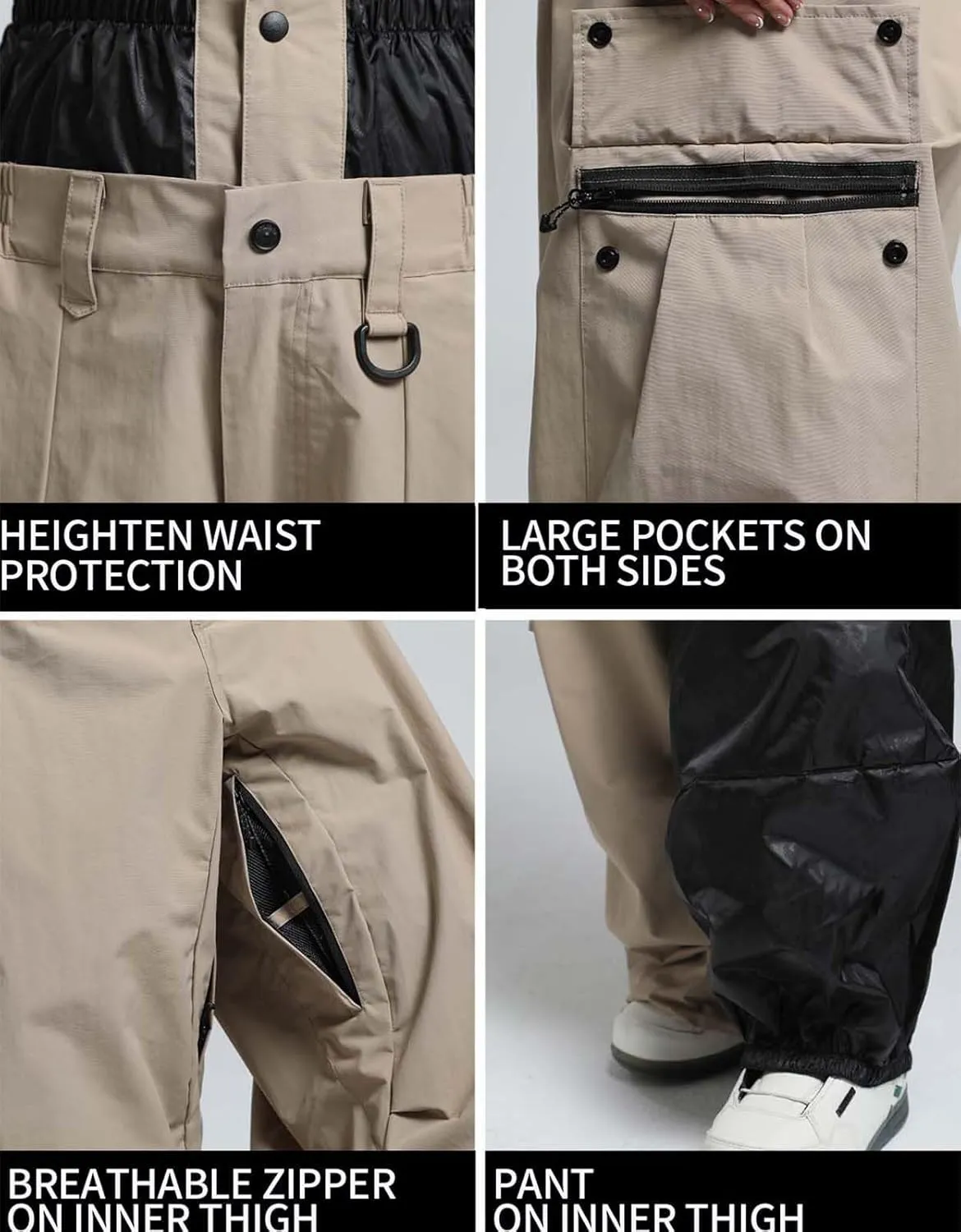 Men Women Snowboard Pants Snow Super Baggy Insulated Winterproof Waterproof Loose Ski Pants Outdoor