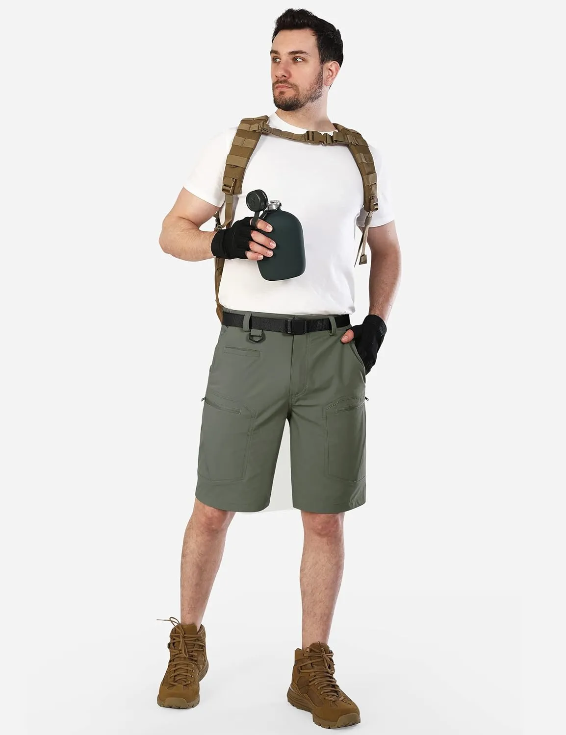 Mens Cargo Hiking Shorts Water Resistant Quick Dry Lightweight Breathable Tactical Shorts with Nylon Belt
