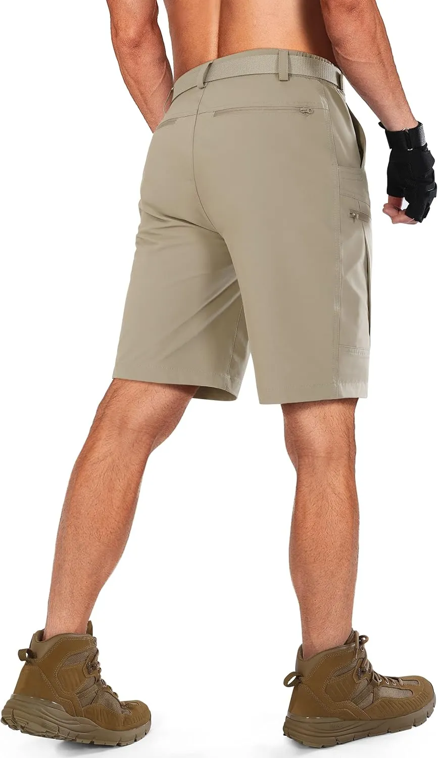 Mens Cargo Hiking Shorts Water Resistant Quick Dry Lightweight Breathable Tactical Shorts with Nylon Belt