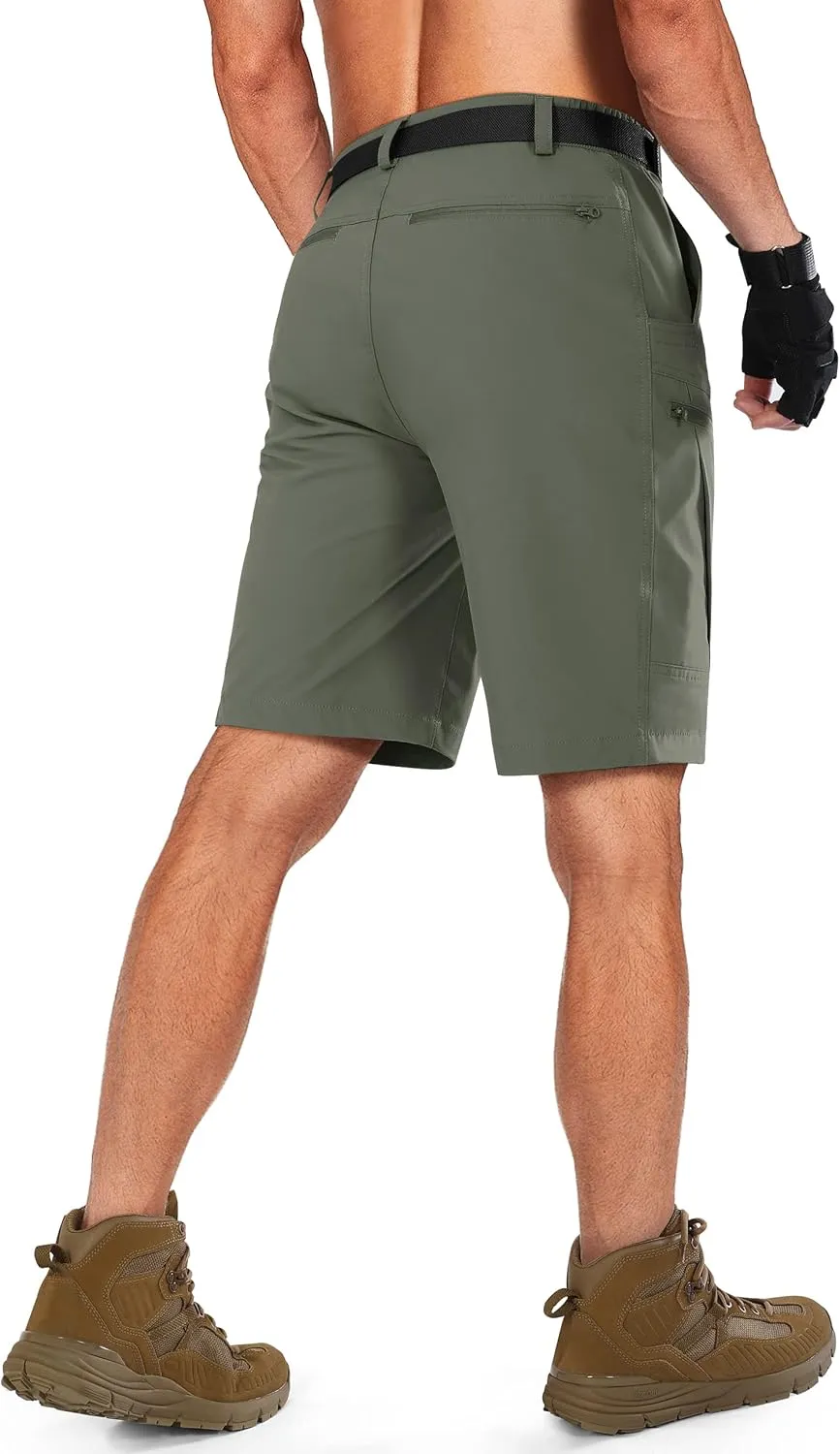 Mens Cargo Hiking Shorts Water Resistant Quick Dry Lightweight Breathable Tactical Shorts with Nylon Belt