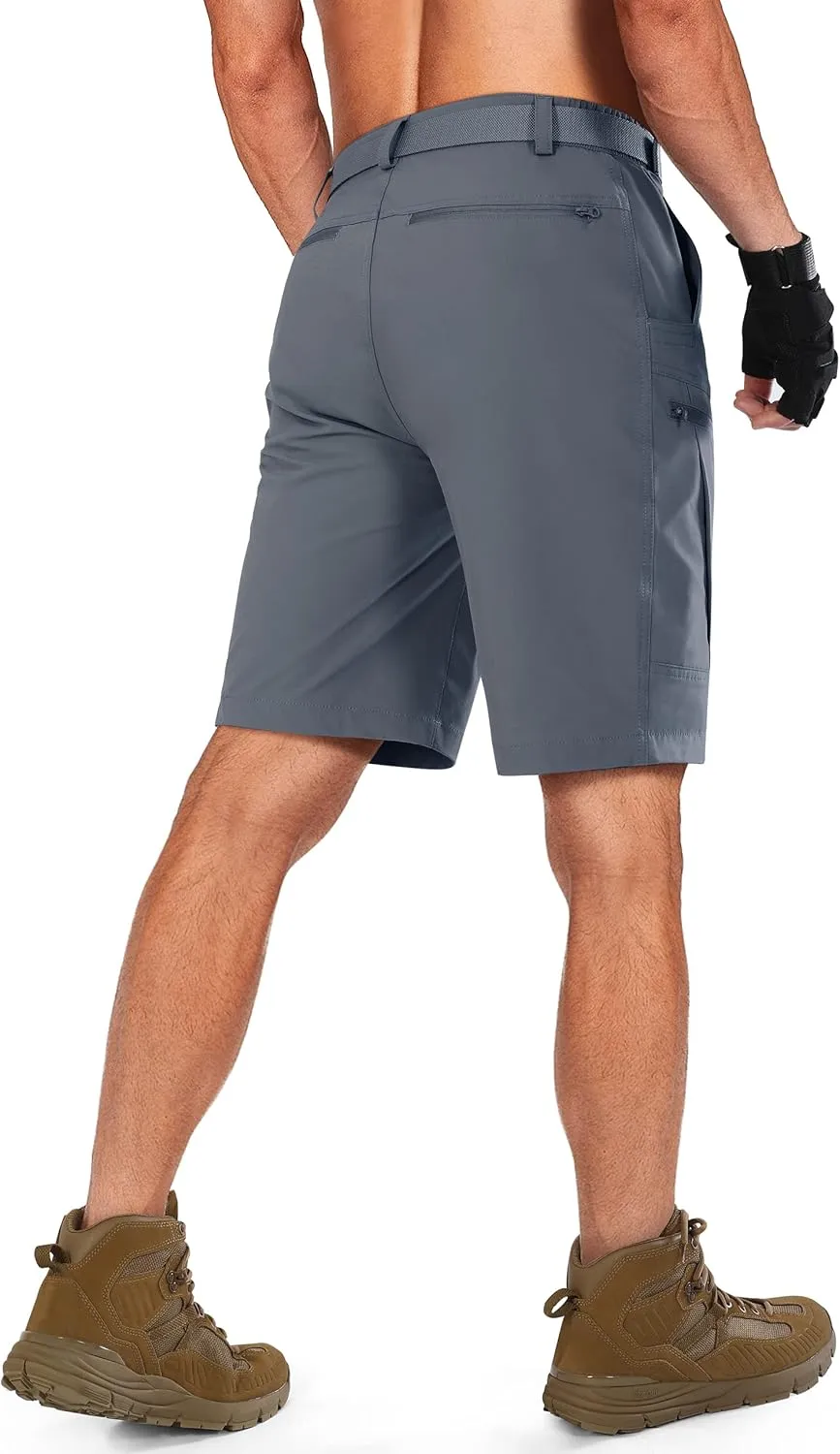 Mens Cargo Hiking Shorts Water Resistant Quick Dry Lightweight Breathable Tactical Shorts with Nylon Belt