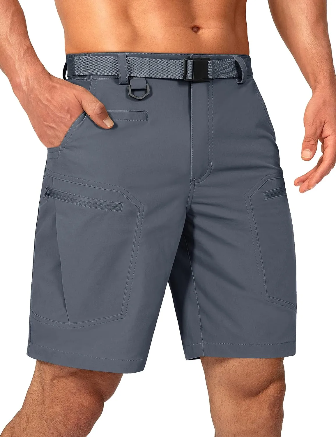Mens Cargo Hiking Shorts Water Resistant Quick Dry Lightweight Breathable Tactical Shorts with Nylon Belt