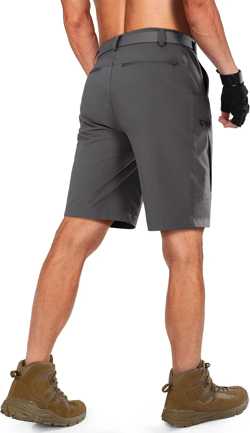 Mens Cargo Hiking Shorts Water Resistant Quick Dry Lightweight Breathable Tactical Shorts with Nylon Belt