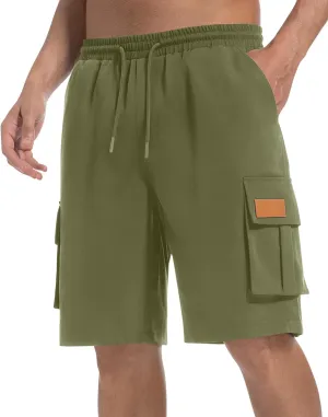 Mens Cargo Shorts Lightweight Stretch Hiking Shorts Casual Shorts Elastic Waistband 5 Pockets Work Shorts