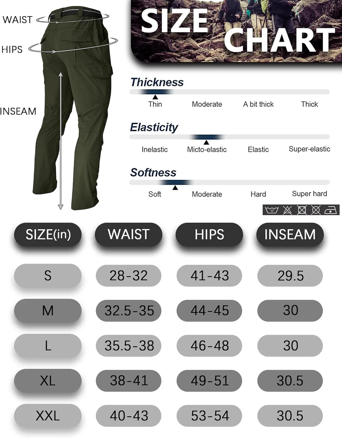 Men's Cargo Work Hiking Pants Lightweight Water Resistant Quick Dry Fishing Travel Camping Outdoor Breathable Multi Pockets