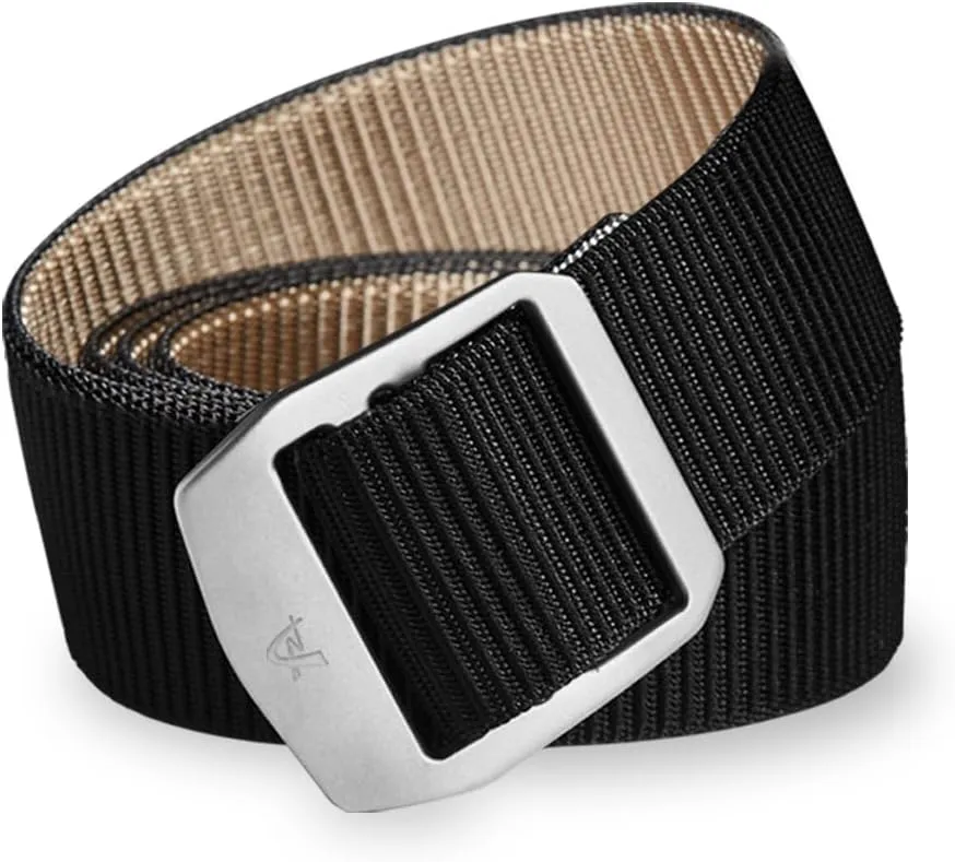 Mens Casual Nylon Belt - Hiking Belt With Titanium Buckle,Adjustable Work Belts For Heavy Duty(1 Buckle, 2 Straps)