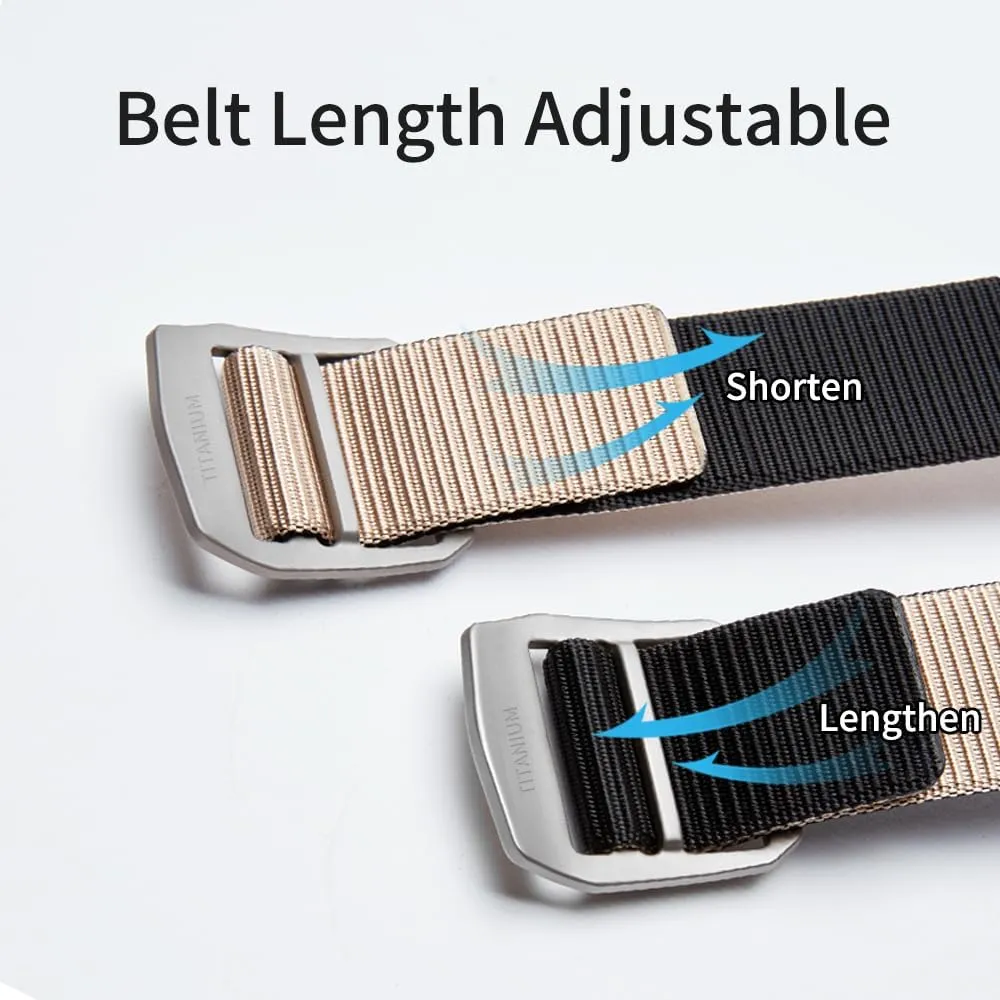 Mens Casual Nylon Belt - Hiking Belt With Titanium Buckle,Adjustable Work Belts For Heavy Duty(1 Buckle, 2 Straps)