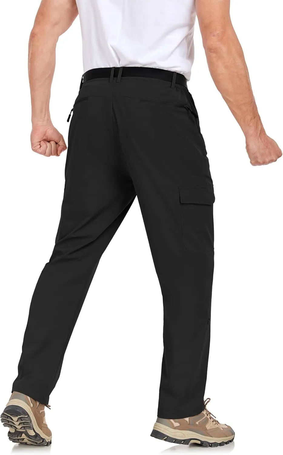 Men's Hiking Cargo Pants Lightweight Tactical Pants Waterproof Travel Work Outdoor Pants with Belt Multi Pockets