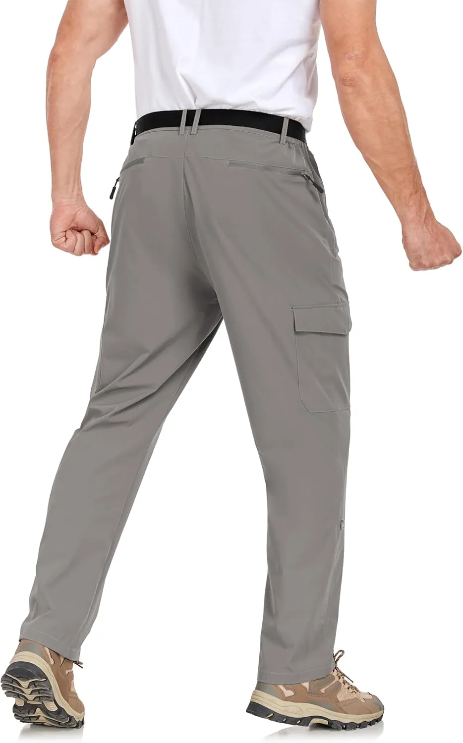 Men's Hiking Cargo Pants Lightweight Tactical Pants Waterproof Travel Work Outdoor Pants with Belt Multi Pockets