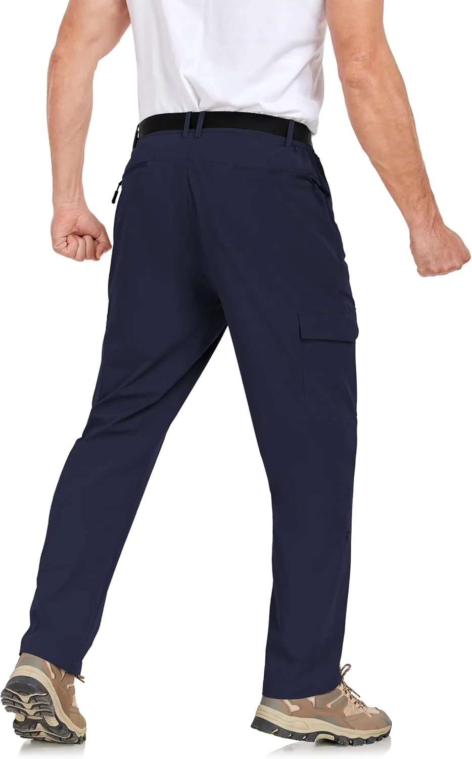 Men's Hiking Cargo Pants Lightweight Tactical Pants Waterproof Travel Work Outdoor Pants with Belt Multi Pockets