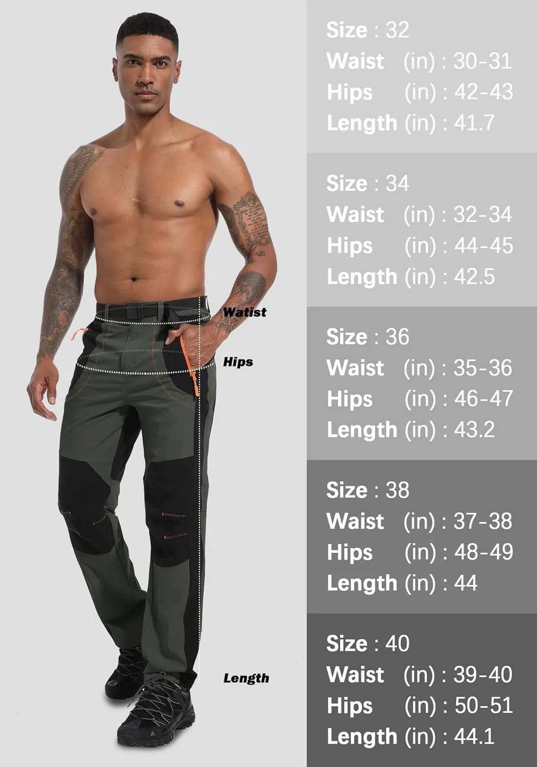 Men's Hiking Cargo Pants Outdoor Water Resistant Lightweight Quick-Dry Athletic Apparel, namely, Pants