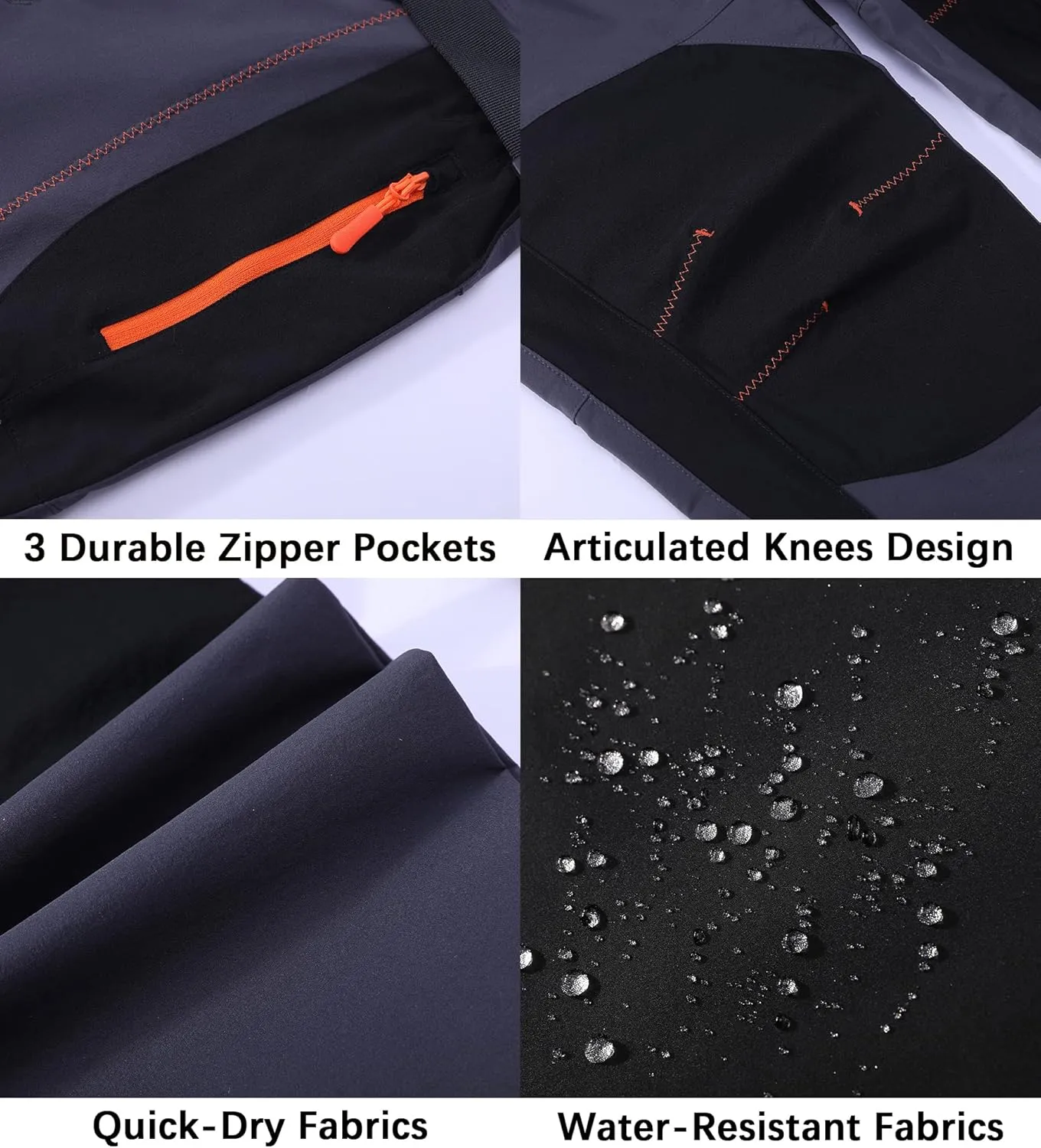 Men's Hiking Cargo Pants Quick-Dry Outdoor Water Resistant Lightweight Mountain Breathable Zipper Pocket Work Pants