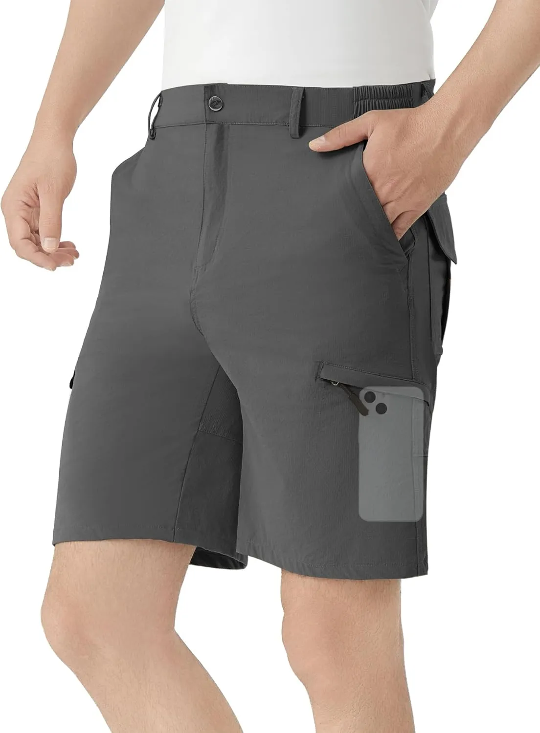 Men's Hiking Cargo Shorts 9" Stretch Quick-Dry Lightweight Outdoor Work Shorts with 6 Pockets for Casual Camping Fishing Golf