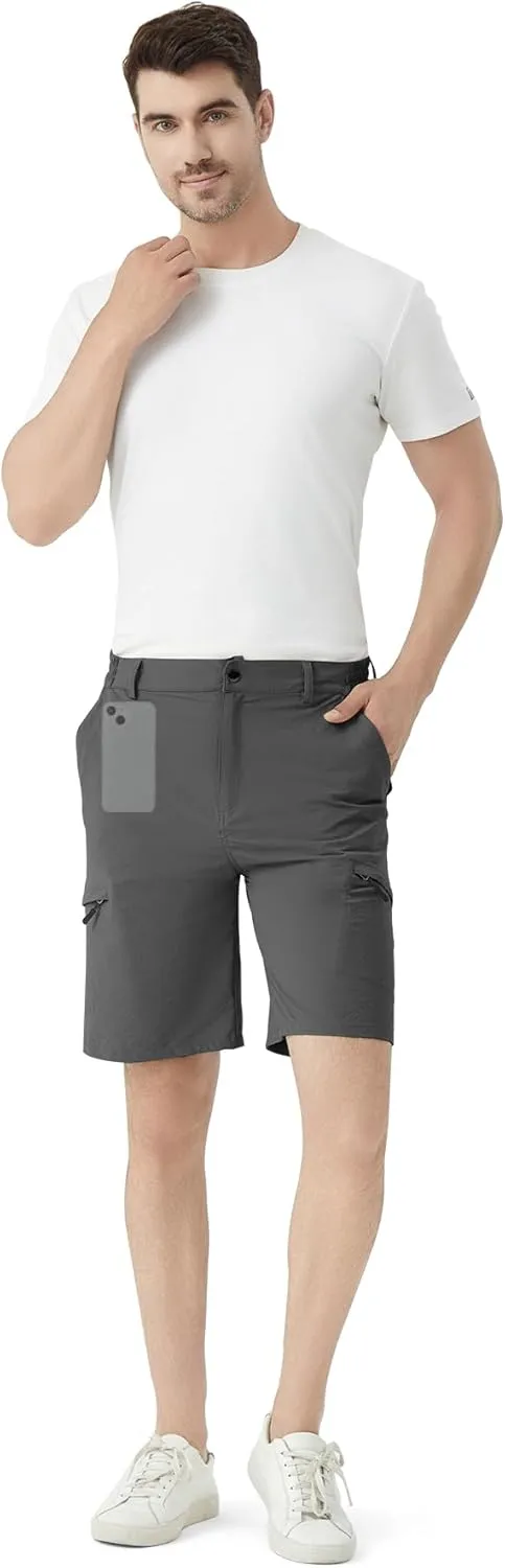Men's Hiking Cargo Shorts 9" Stretch Quick-Dry Lightweight Outdoor Work Shorts with 6 Pockets for Casual Camping Fishing Golf