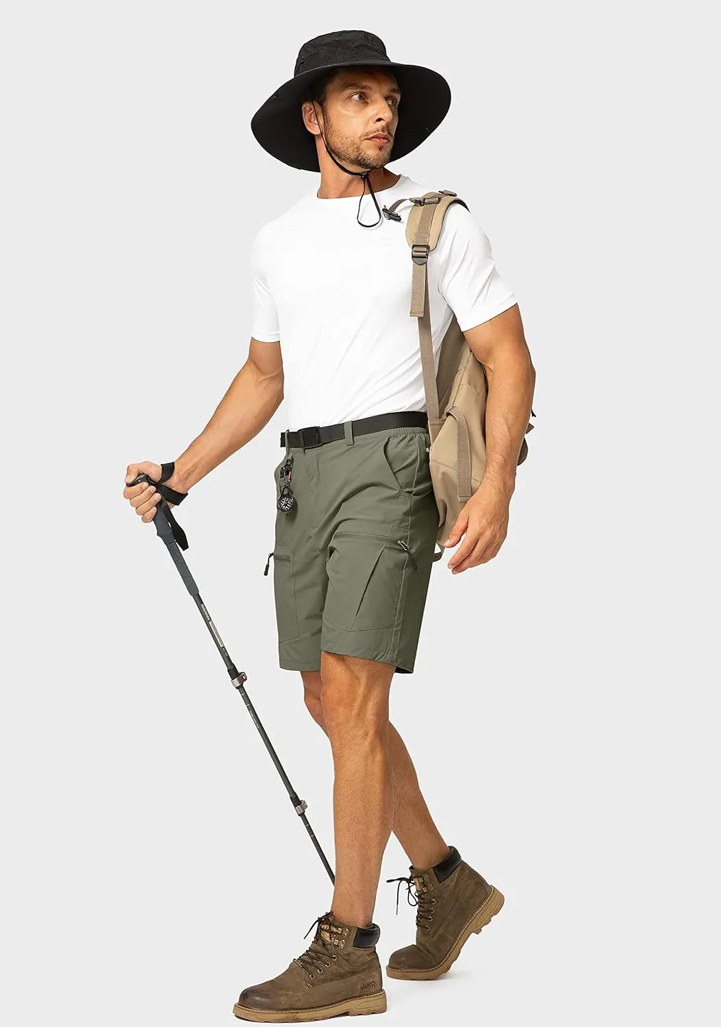 Men's Hiking Cargo Shorts Stretch Quick Dry Outdoor Tactical Shorts for Men with Multi Pocket for Fishing Casual