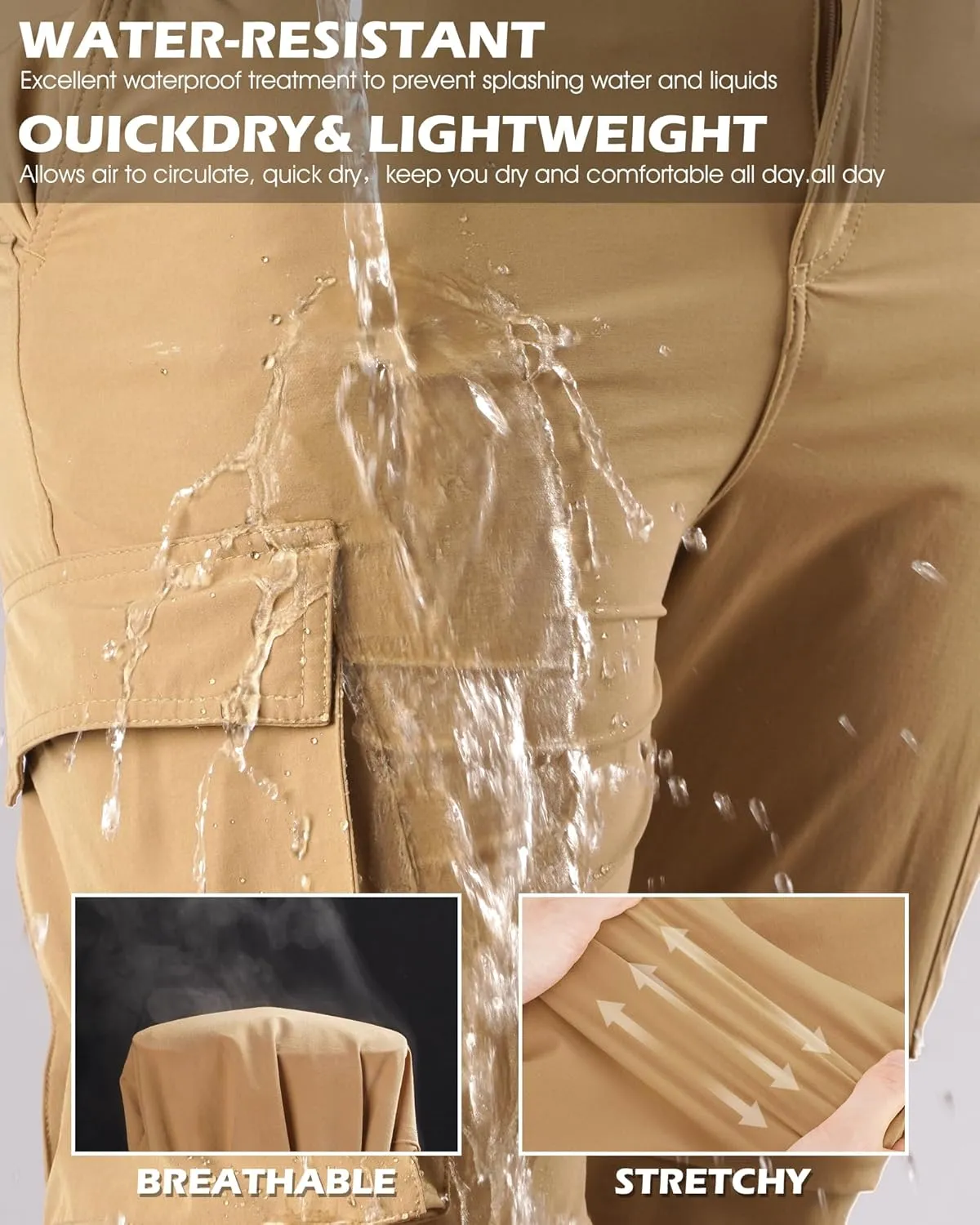 Men's Hiking Convertible Pants Quick Dry Lightweight Zip Off Cargo Pant Waterproof Fishing Shorts for Outdoor,Safari,Camping