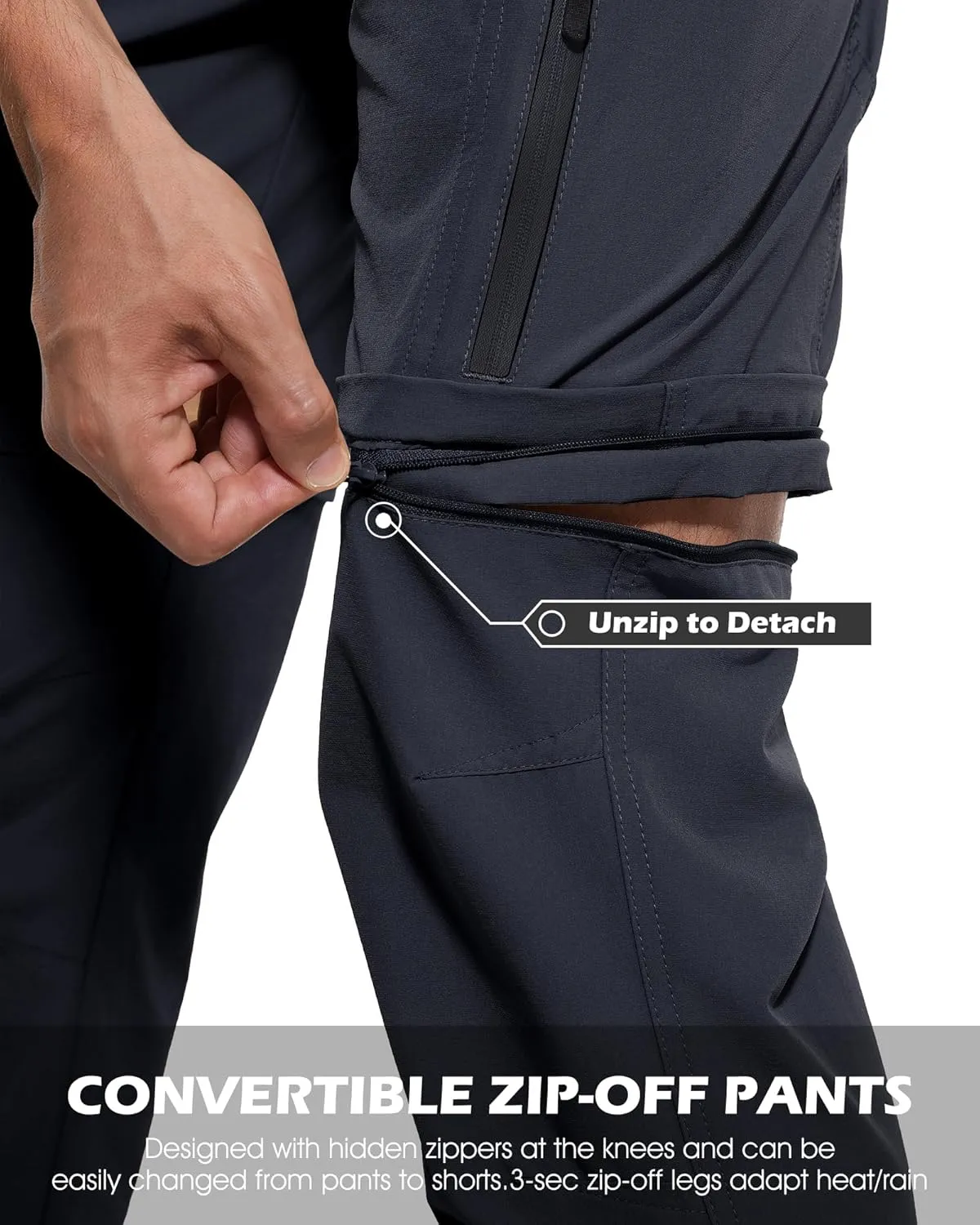 Men's Hiking Convertible Pants Quick Dry Lightweight Zip Off Cargo Pant Waterproof Fishing Shorts for Outdoor,Safari,Camping