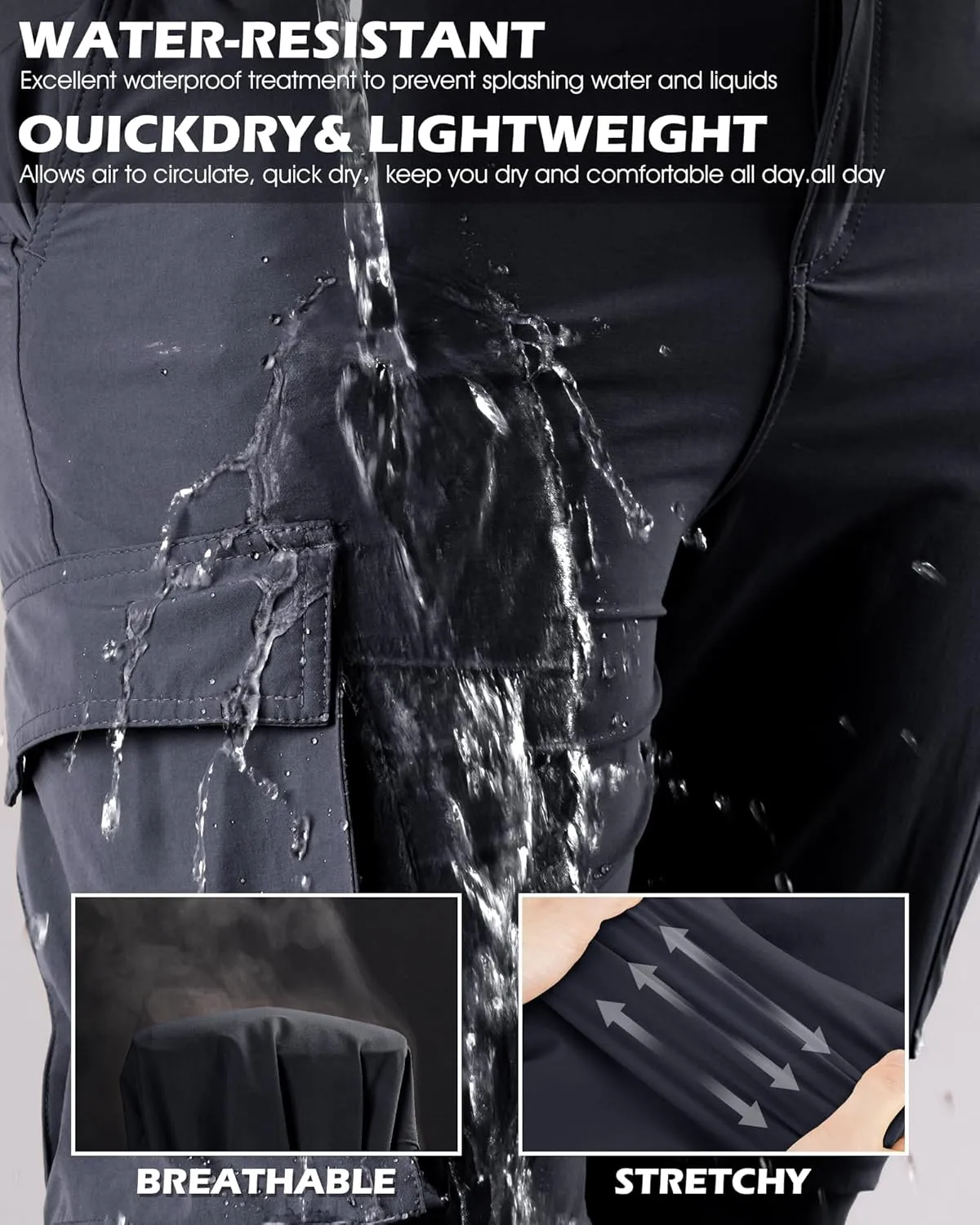 Men's Hiking Convertible Pants Quick Dry Lightweight Zip Off Cargo Pant Waterproof Fishing Shorts for Outdoor,Safari,Camping