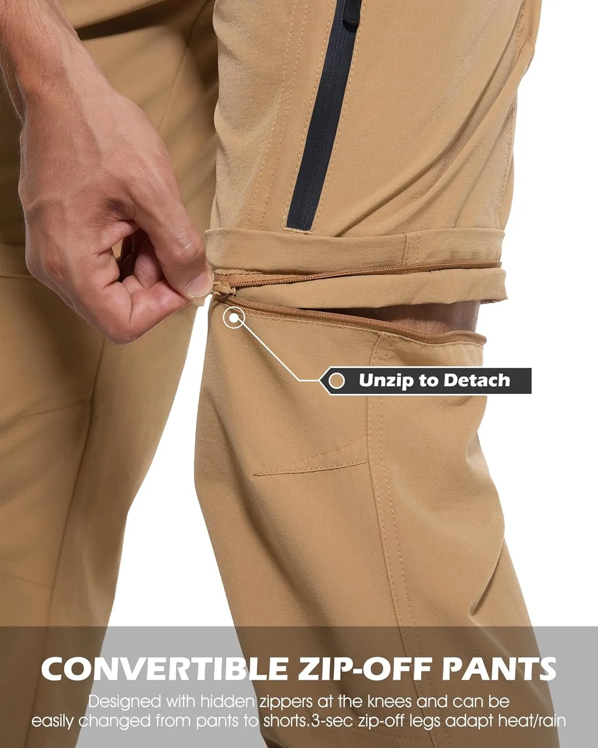 Men's Hiking Convertible Pants Quick Dry Lightweight Zip Off Cargo Pant Waterproof Fishing Shorts for Outdoor,Safari,Camping