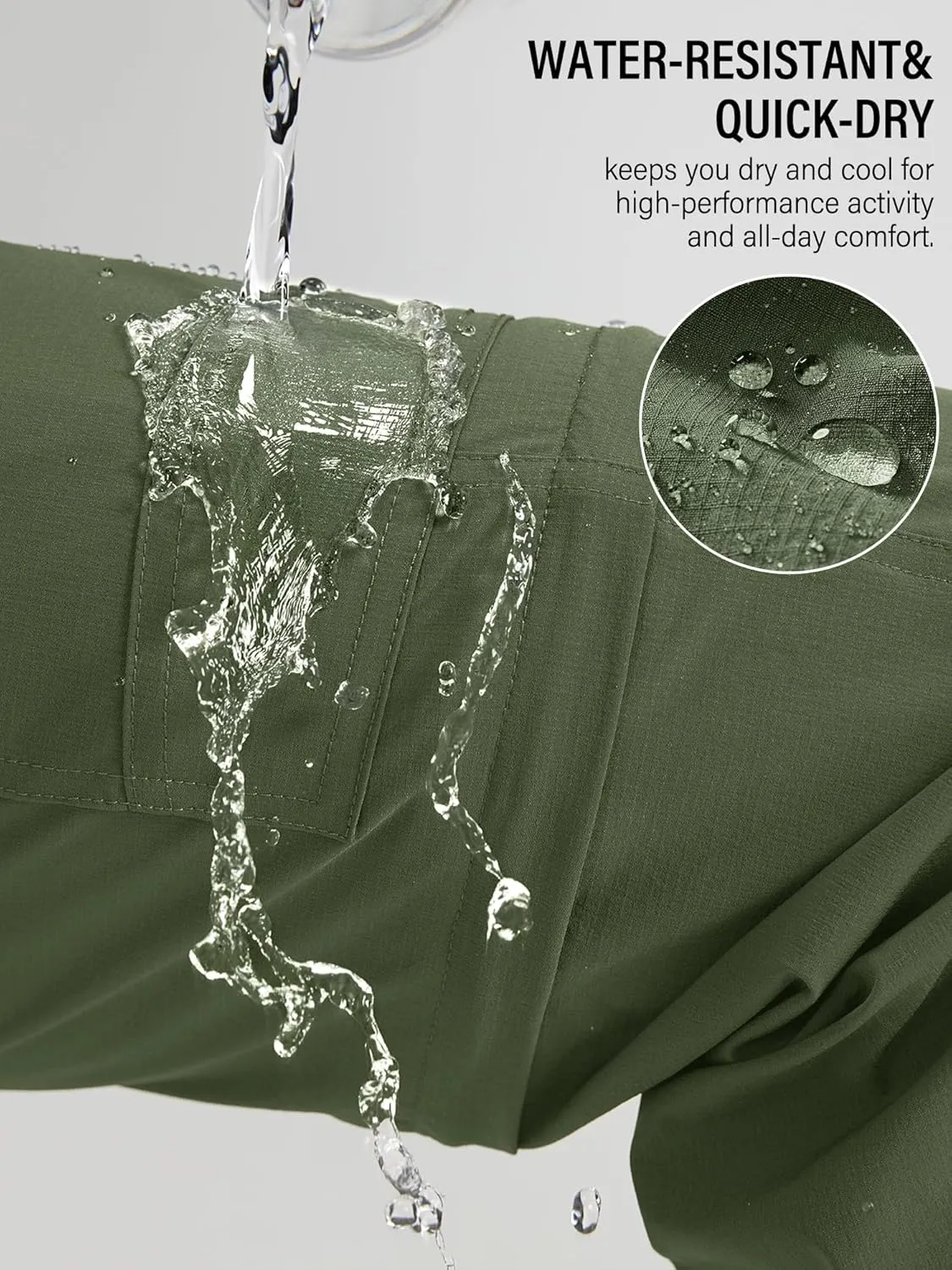 Mens Hiking Pants Convertible Outdoor Waterproof Quick Dry Zip Off Lightweight Travel Fishing Boy Scout Pants