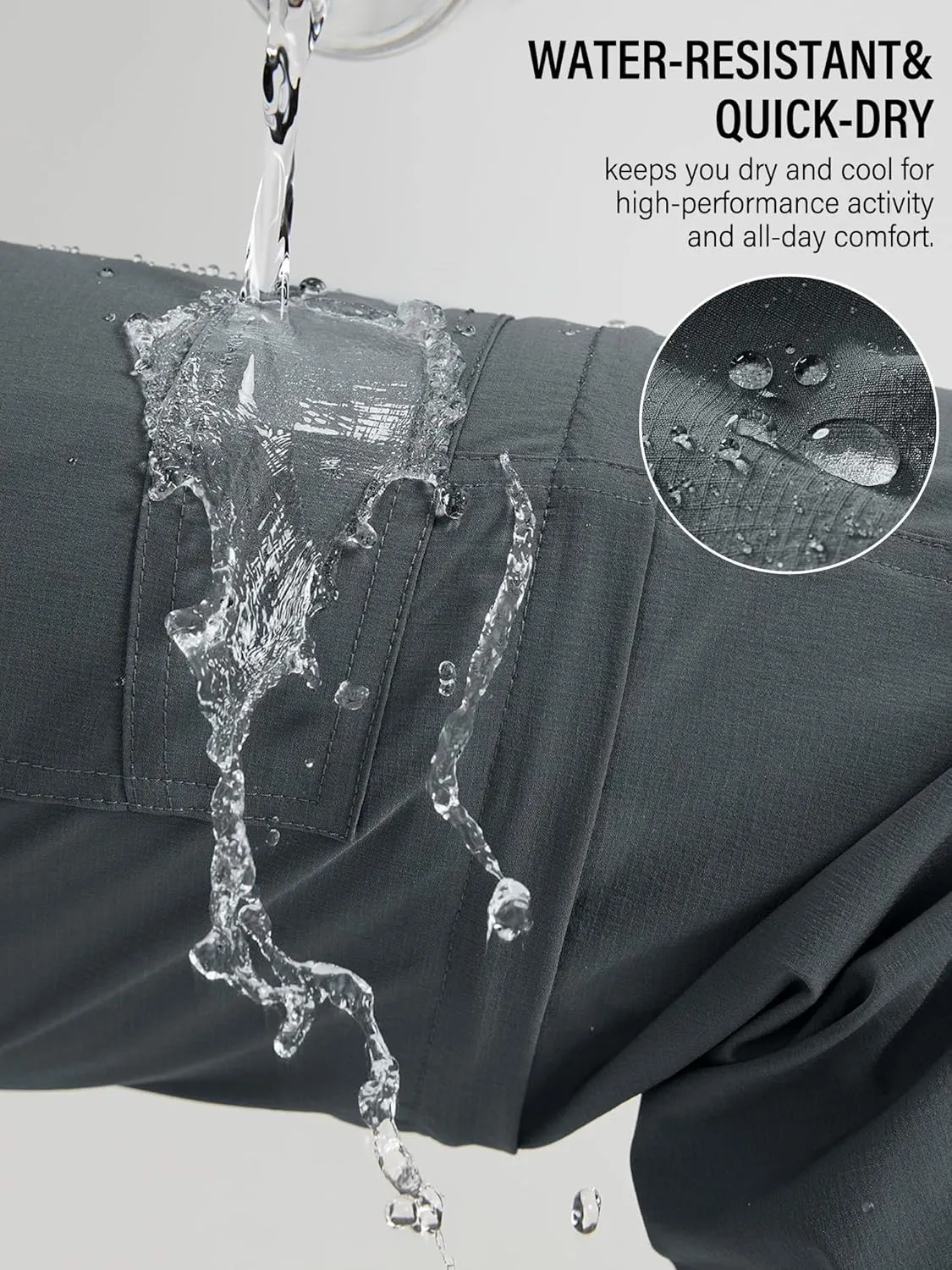 Mens Hiking Pants Convertible Outdoor Waterproof Quick Dry Zip Off Lightweight Travel Fishing Boy Scout Pants