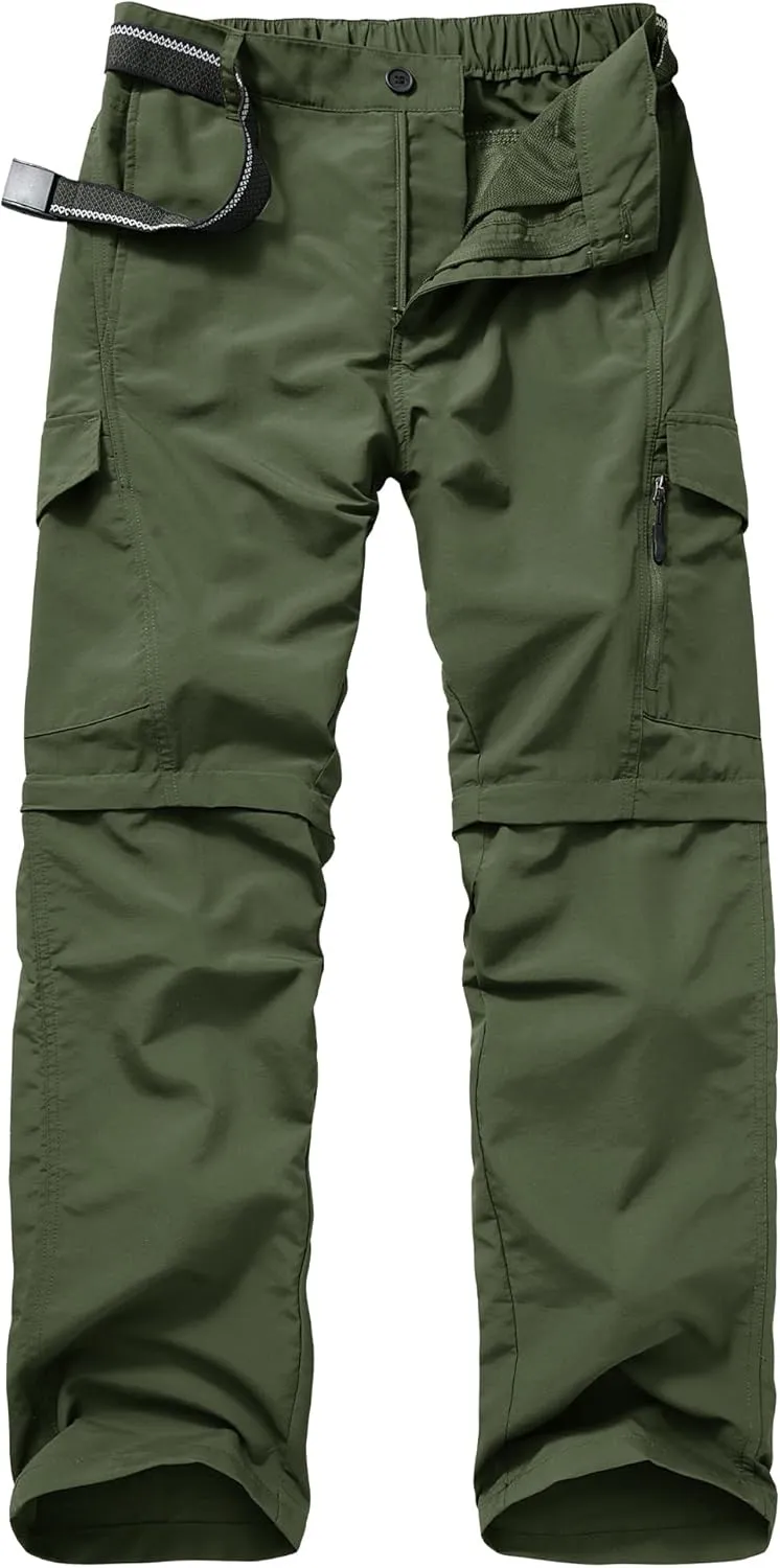Mens Hiking Pants Convertible Outdoor Waterproof Quick Dry Zip Off Lightweight Travel Fishing Boy Scout Pants
