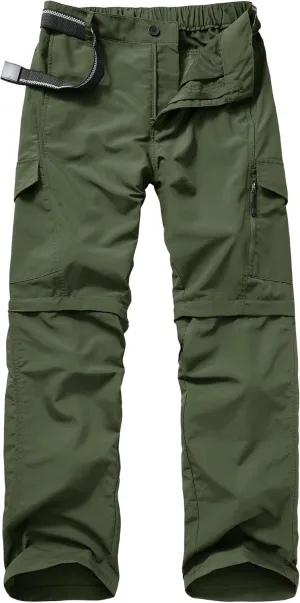 Mens Hiking Pants Convertible Outdoor Waterproof Quick Dry Zip Off Lightweight Travel Fishing Boy Scout Pants