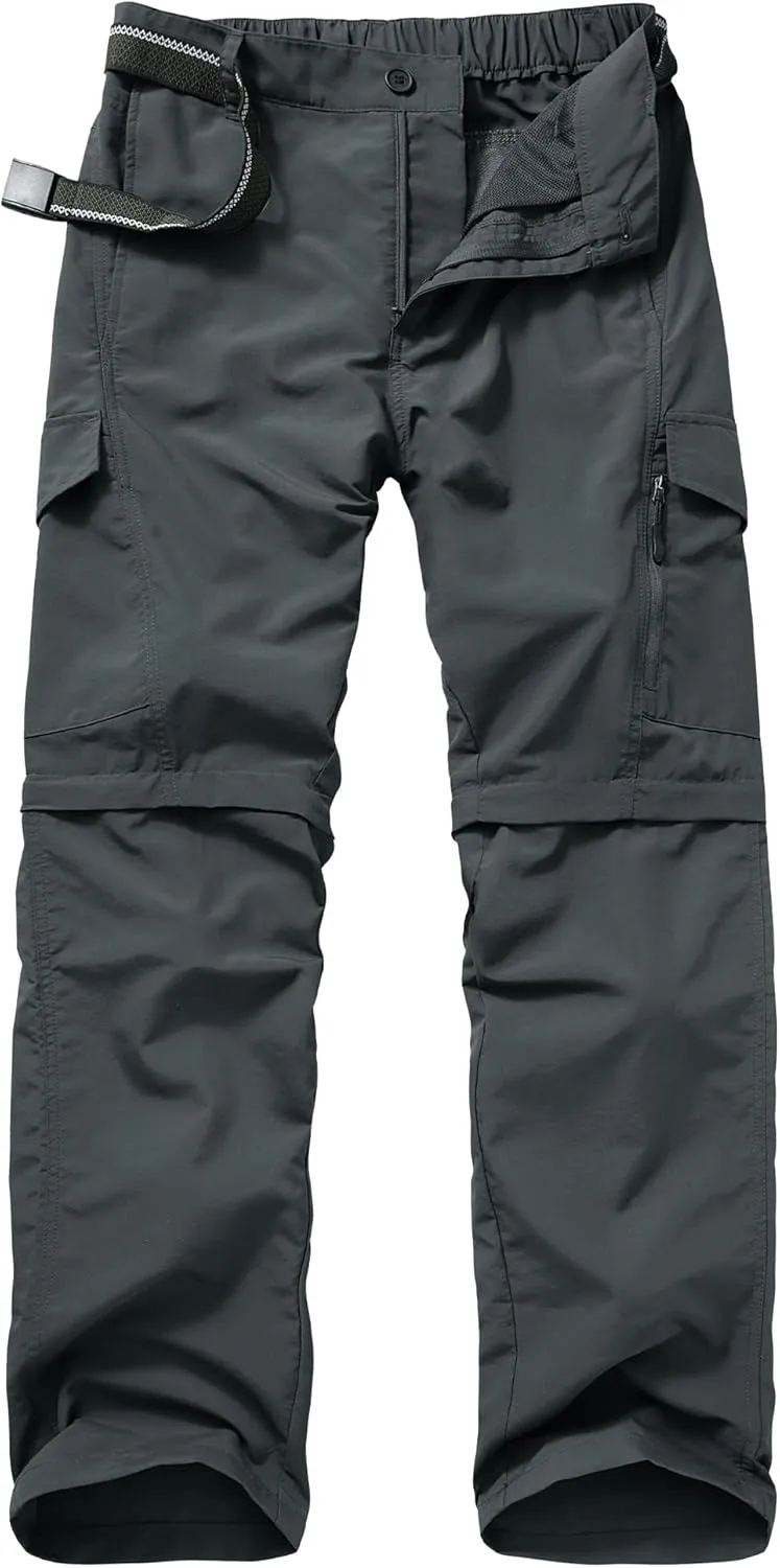 Mens Hiking Pants Convertible Outdoor Waterproof Quick Dry Zip Off Lightweight Travel Fishing Boy Scout Pants