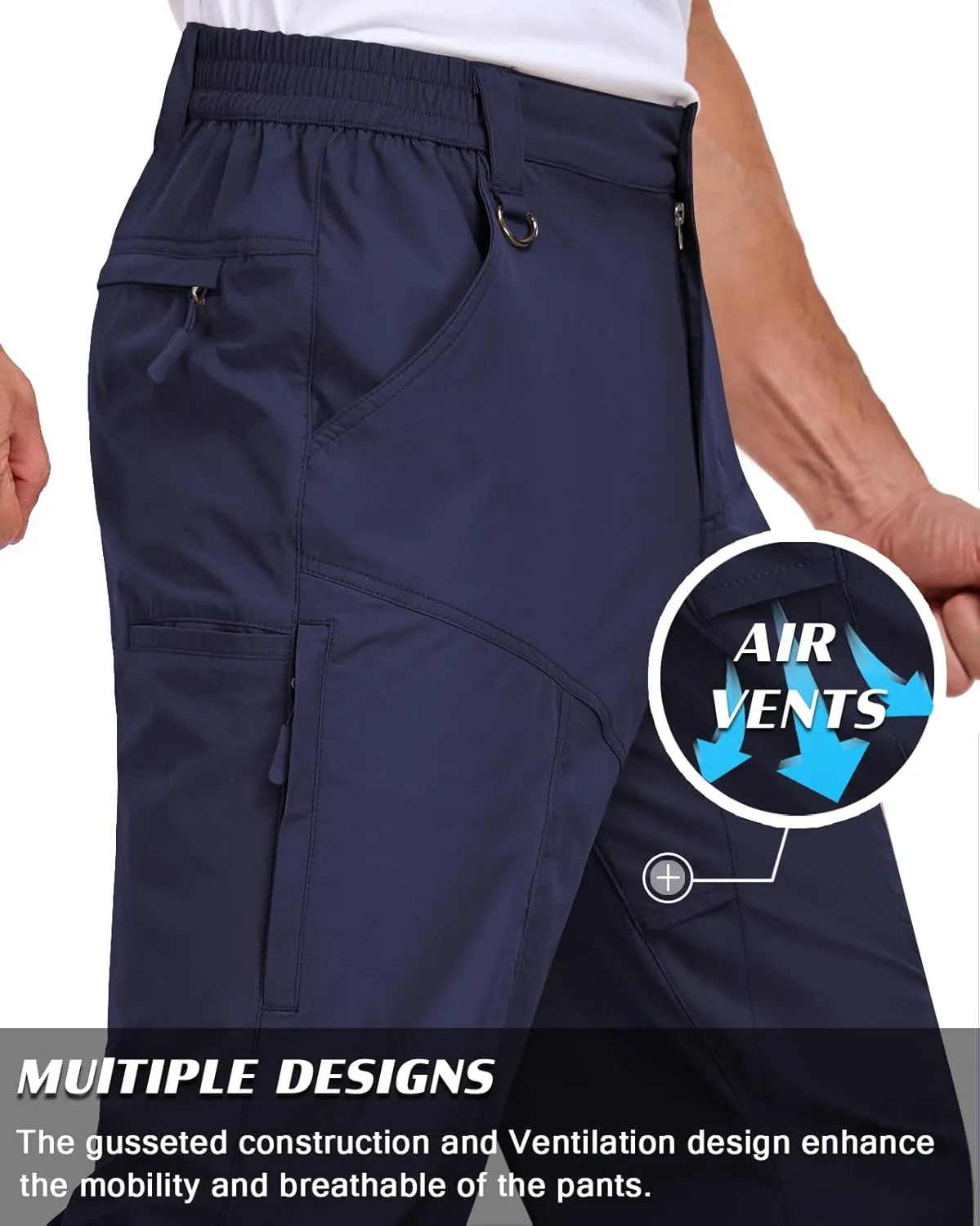 Mens Lightweight Cargo Hiking Patns Outdoor Quick Dry Work Tactical Pants with 6 Pockets Water Resistant Fishing Travel Pants