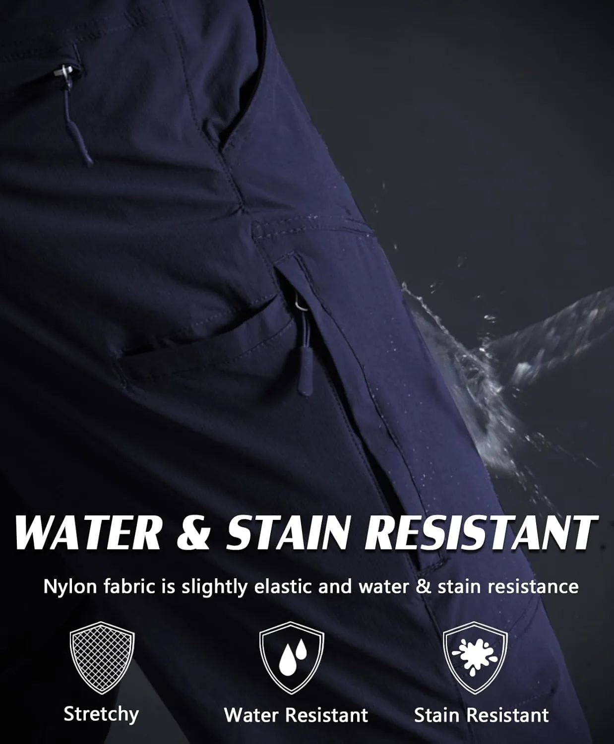 Mens Lightweight Cargo Hiking Patns Outdoor Quick Dry Work Tactical Pants with 6 Pockets Water Resistant Fishing Travel Pants