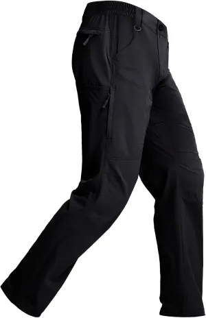 Mens Lightweight Hiking Pants Flex Cargo Work Tactical Nylon Stretch Waterproof Quick Dry Fishing Outdoor Travel 6 Pockets