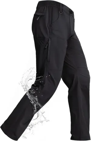 Mens Lightweight Hiking Pants Flex Cargo Work Tactical Nylon Stretch Waterproof Quick Dry Fishing Outdoor Travel 6 Pockets