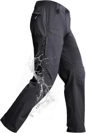 Mens Lightweight Hiking Pants Flex Cargo Work Tactical Nylon Stretch Waterproof Quick Dry Fishing Outdoor Travel 6 Pockets