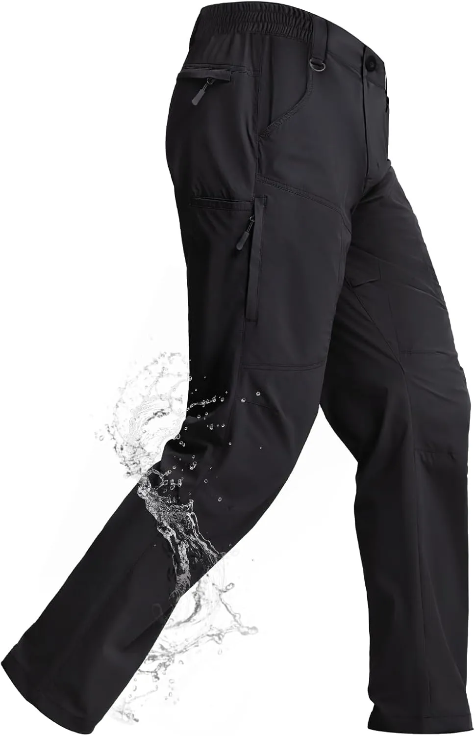 Mens Lightweight Hiking Pants Flex Cargo Work Tactical Nylon Stretch Waterproof Quick Dry Fishing Outdoor Travel 6 Pockets