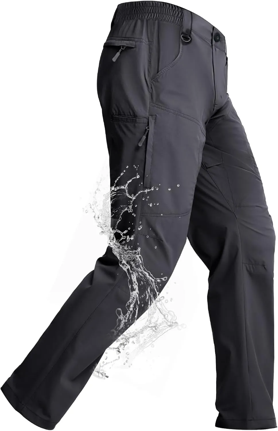 Mens Lightweight Hiking Pants Flex Cargo Work Tactical Nylon Stretch Waterproof Quick Dry Fishing Outdoor Travel 6 Pockets