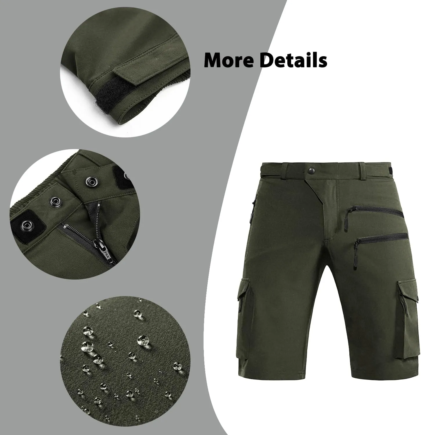 Men's Mountain Bike Shorts Stretch Hiking Cargo Shorts Quick Dry with Zipper Pocket for Bicycle Cycling Casual Golf
