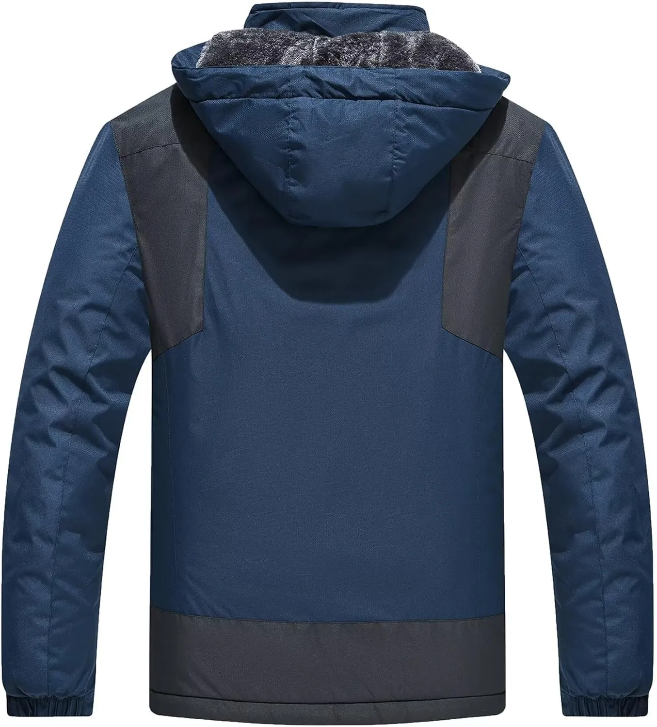 Men's Mountain Ski Jacket Waterproof Fleece Liner Snow Coat Warm Winter Windproof Hooded Raincoat