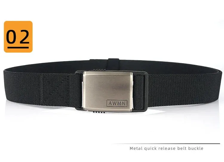 Men's Multifunctional Magnetic Automatic Buckle Elastic Canvas Belt 125cm Length