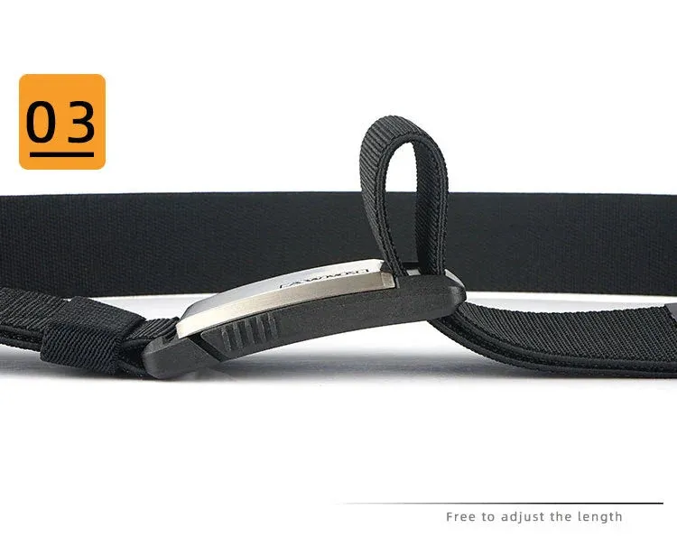 Men's Multifunctional Magnetic Automatic Buckle Elastic Canvas Belt 125cm Length