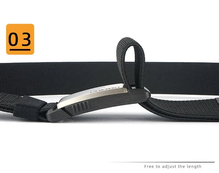 Men's Multifunctional Magnetic Automatic Buckle Elastic Canvas Belt 125cm Length