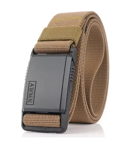 Men's Multifunctional Magnetic Automatic Buckle Elastic Canvas Belt 125cm Length