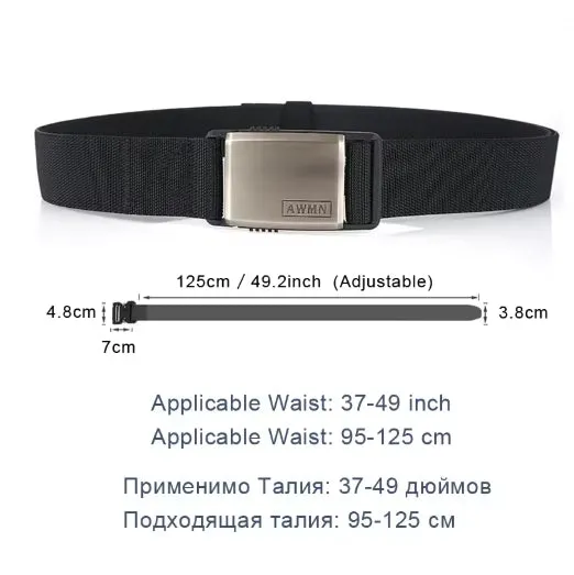 Men's Multifunctional Magnetic Automatic Buckle Elastic Canvas Belt 125cm Length
