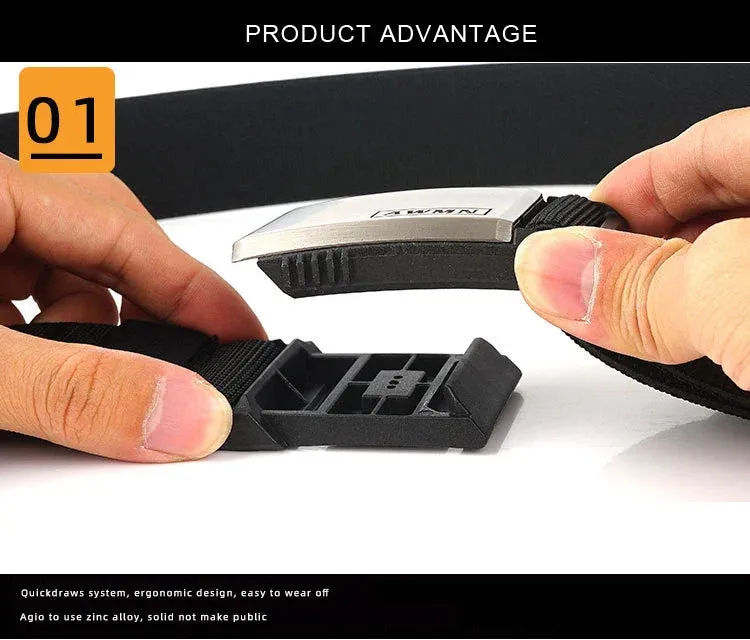 Men's Multifunctional Magnetic Automatic Buckle Elastic Canvas Belt 125cm Length