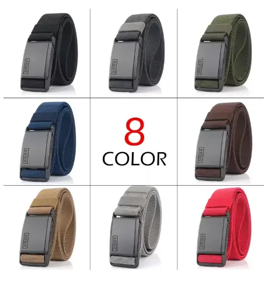 Men's Multifunctional Magnetic Automatic Buckle Elastic Canvas Belt 125cm Length
