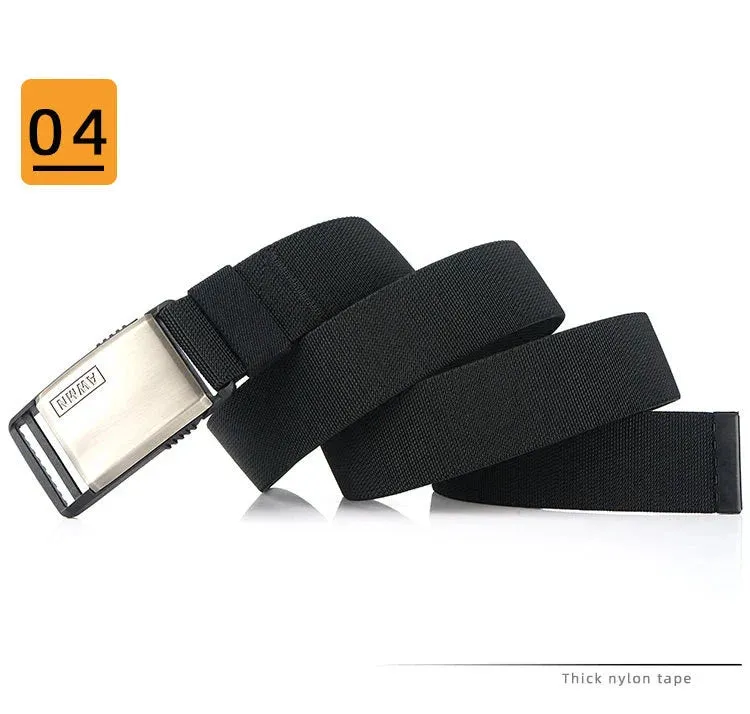 Men's Multifunctional Magnetic Automatic Buckle Elastic Canvas Belt 125cm Length
