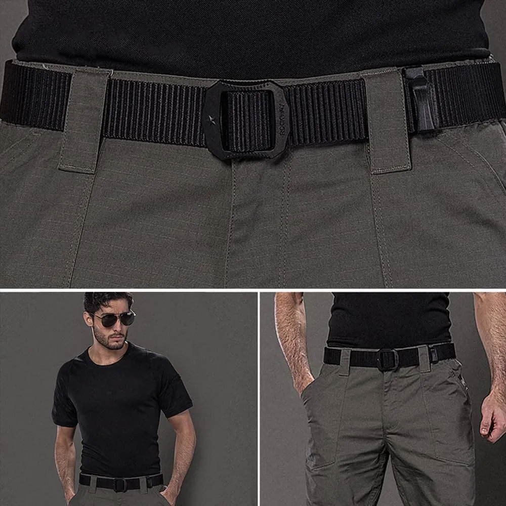 Men's Nylon Work Belts - Adjustable Belt, Military Hiking Rigger 1.5" Nylon Tactical Belt, Heavy Duty Plastic Buckle