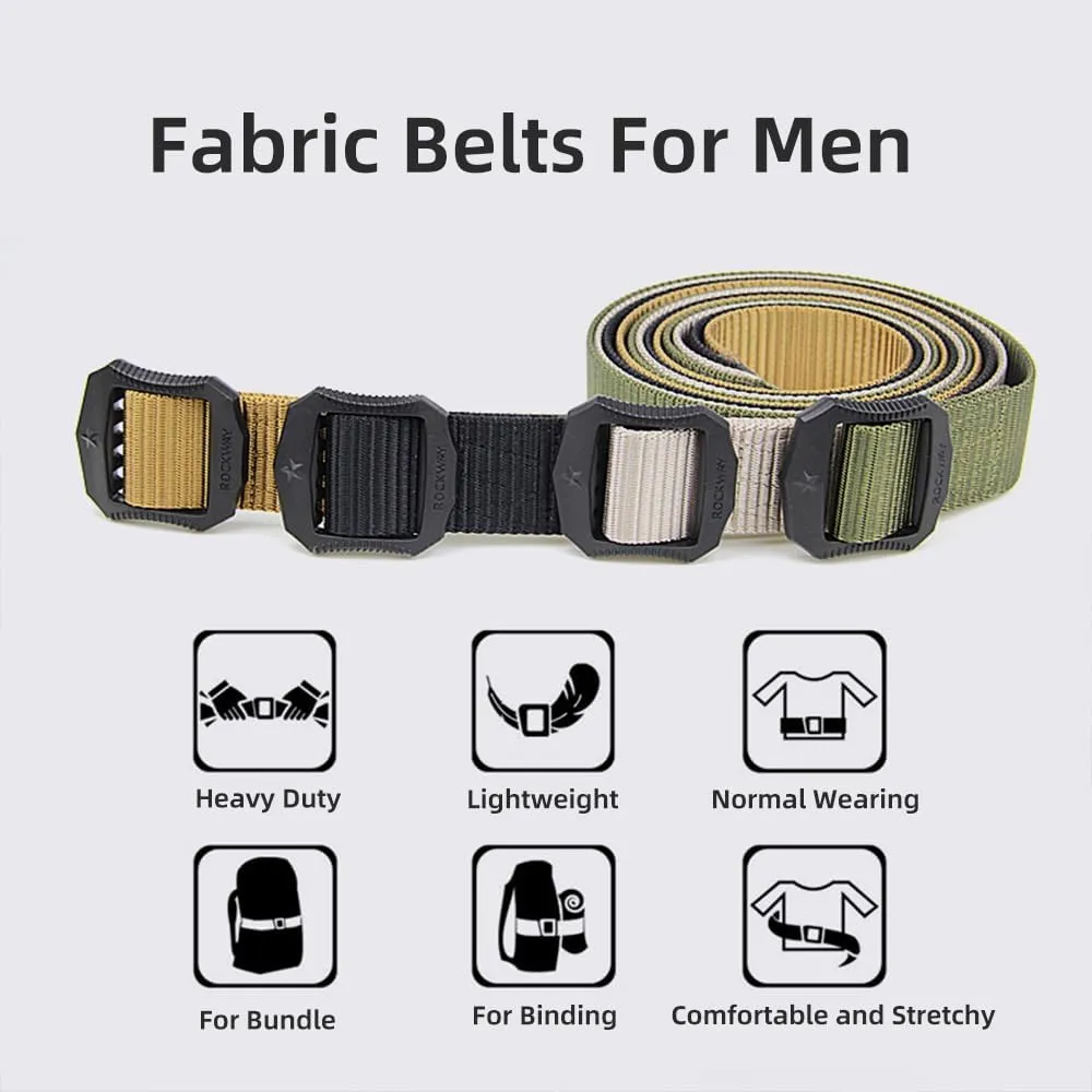 Men's Nylon Work Belts - Adjustable Belt, Military Hiking Rigger 1.5" Nylon Tactical Belt, Heavy Duty Plastic Buckle